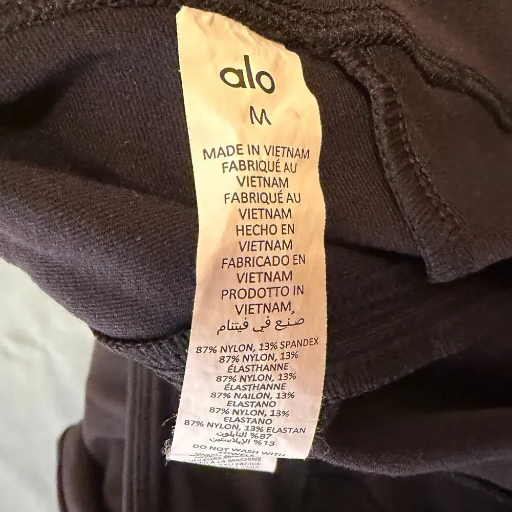 Alo‎ Yoga Black High Rise Bootcut Flare Pants Back Split Hem Size M Athleisure
